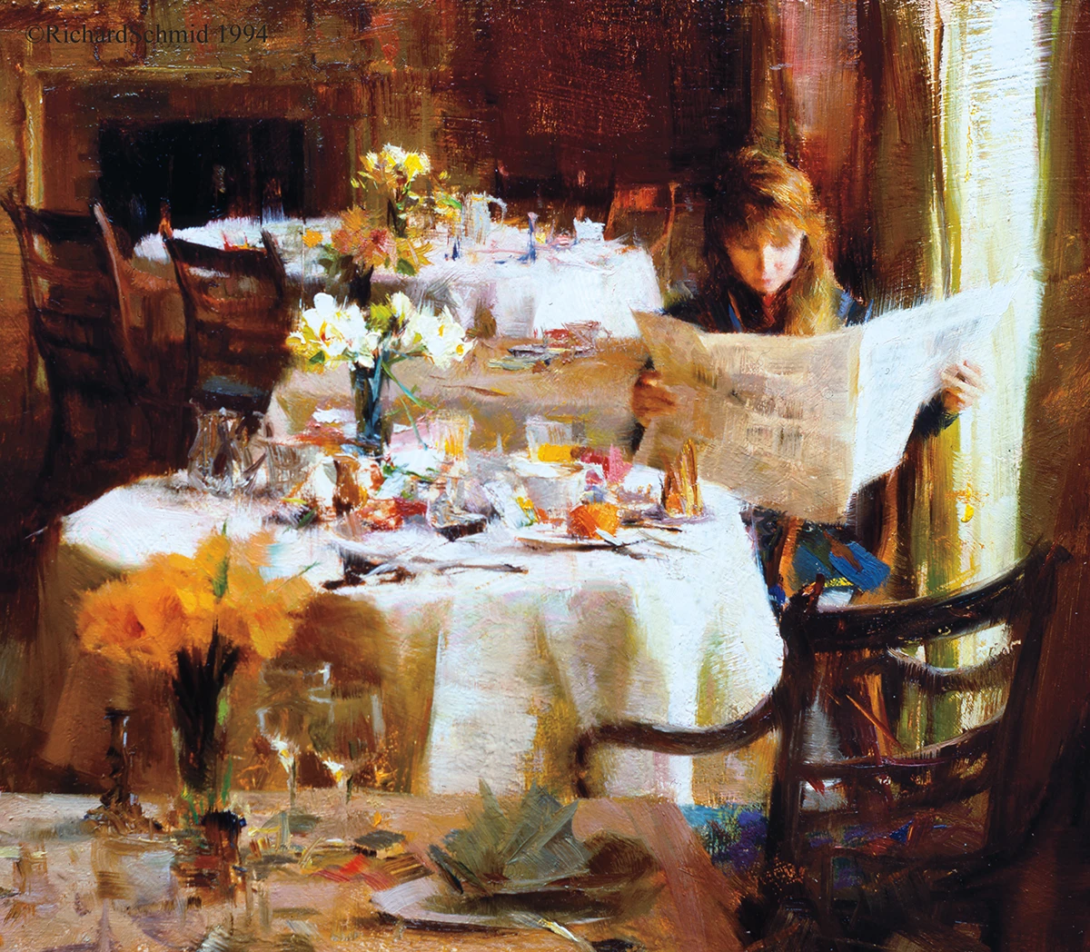 Painting by Richard Schmid: Hobb Green Breakfast Detail