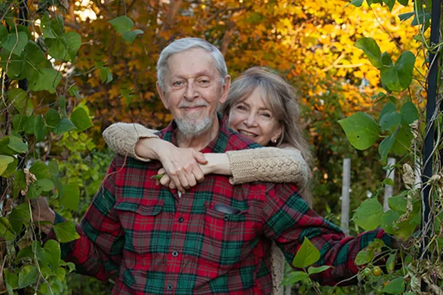 Nancy and Richard Framed by leaves