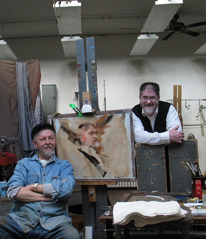 Richard sharing his knowledge painting Clayton Beck III at the P&C