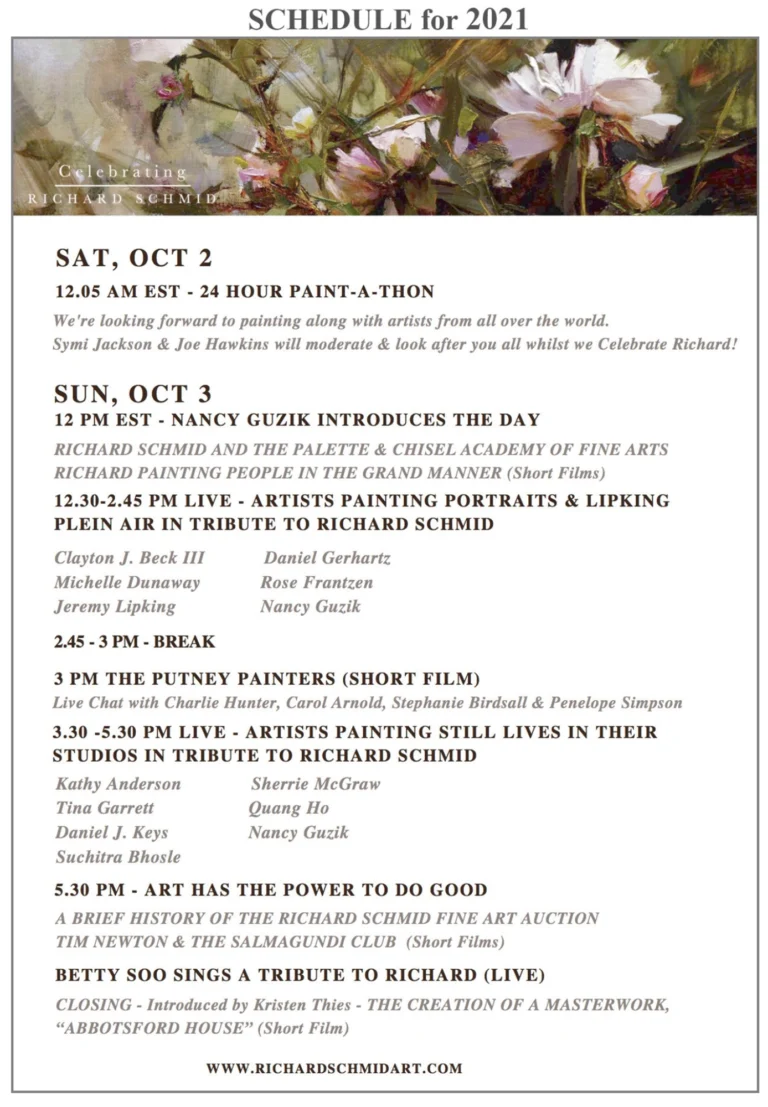 a photo of the schedule from a previous Celebrating Richard Schmid event