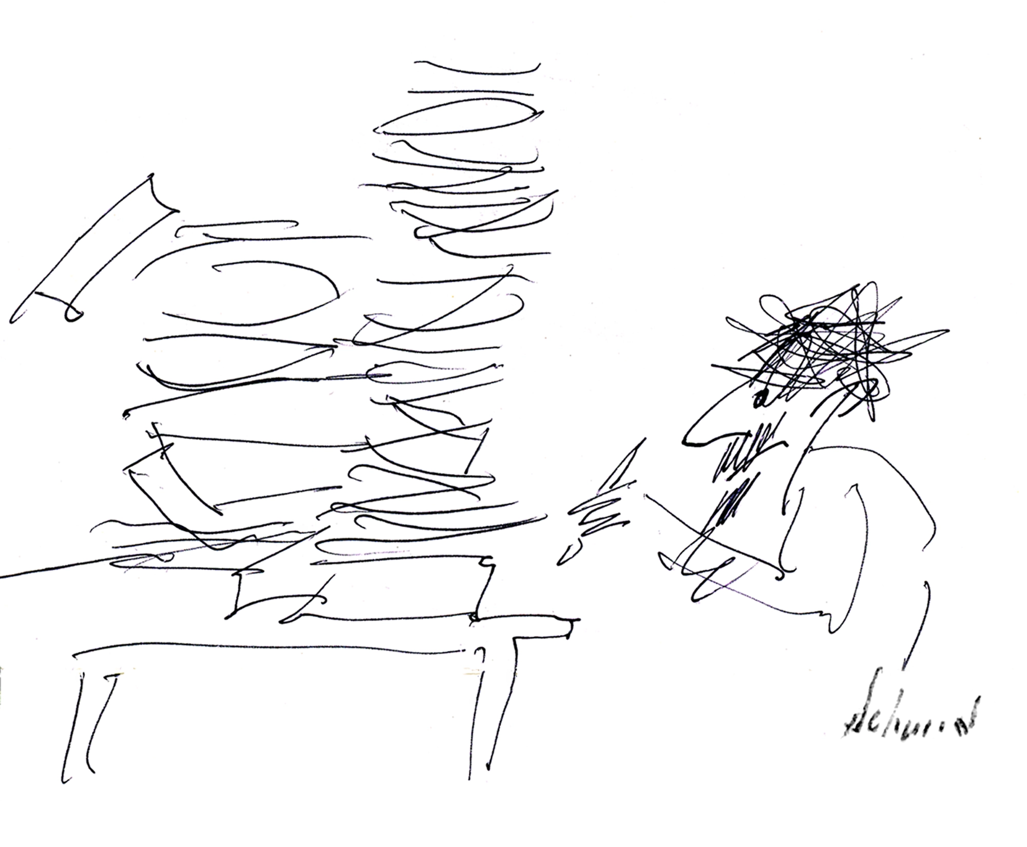 cartoon of Richard Schmid drawing