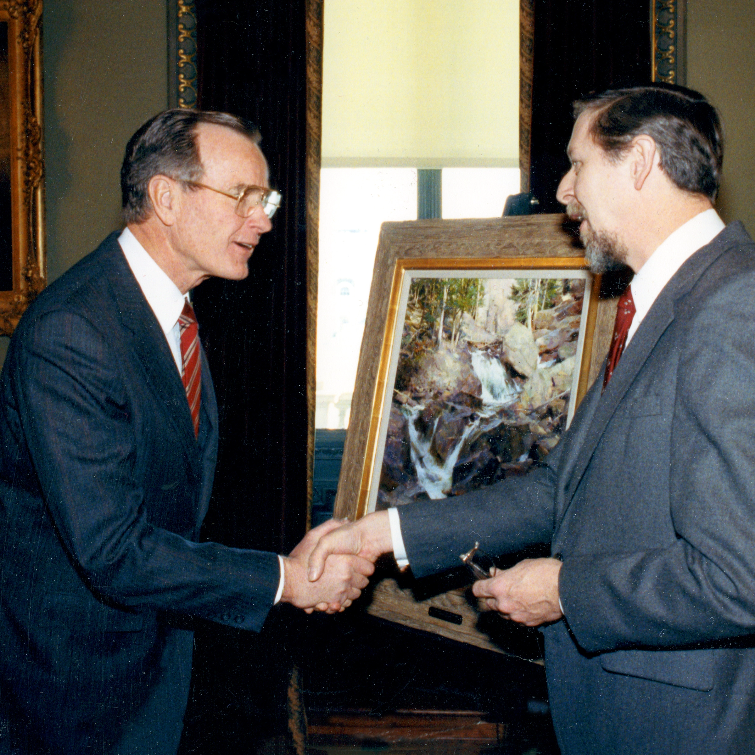 VP George Bush presenting the Award for National Arts for the Parks Competition to Ruchard Schmid